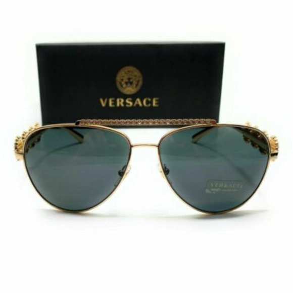 Versace Women\'s Gold and Grey Metal Sunglasses!